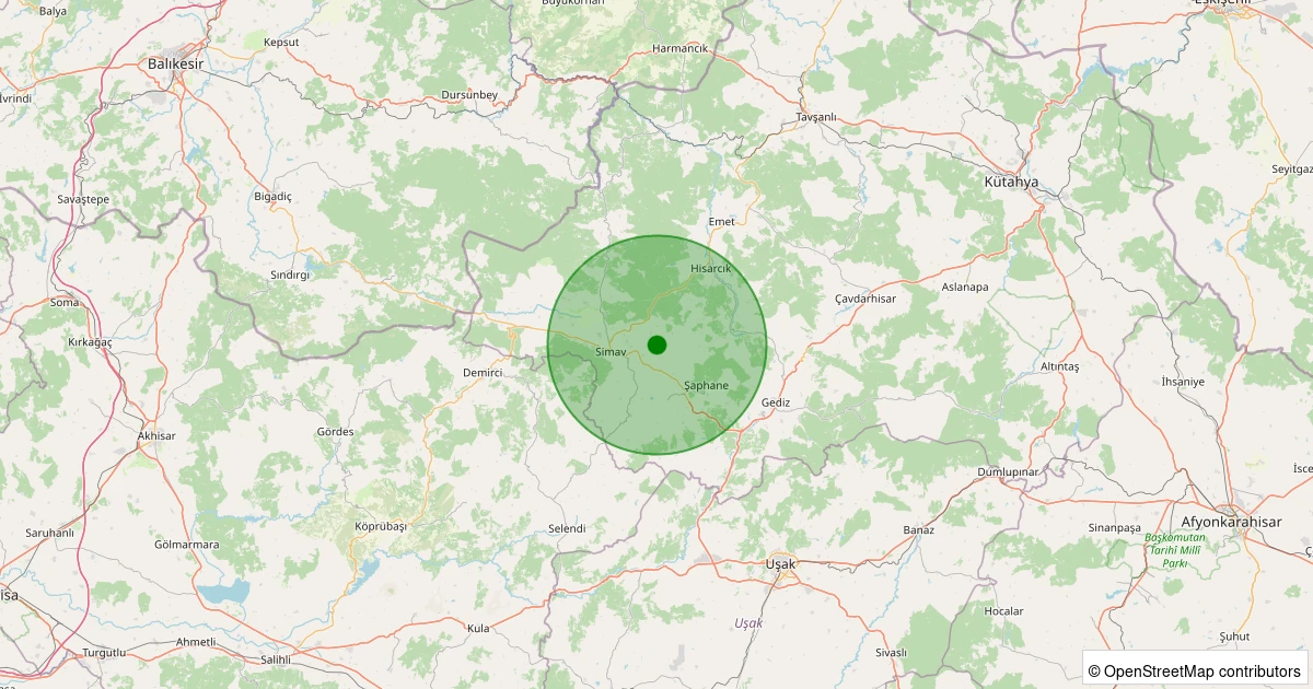 23 Ekim 2025 saat 17:05 - Simav - Söğüt Köyü - 0.60ml depreminin harita gösterimi