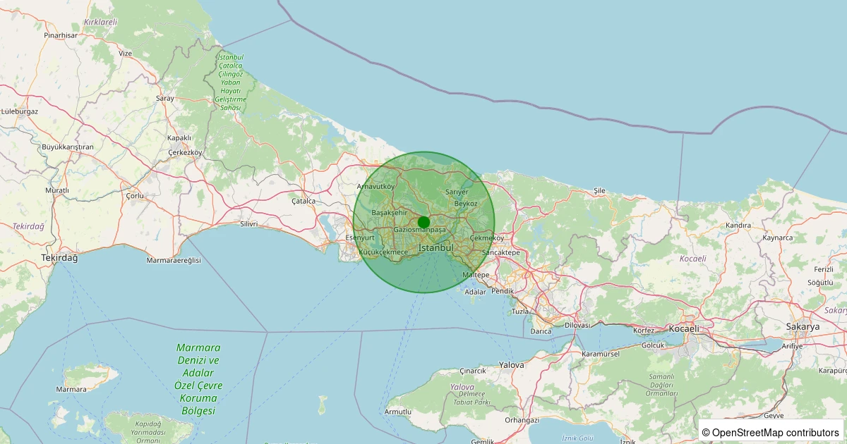 23 Ekim 2025 saat 17:42 - Eyüpsultan - Alibeyköy - 1.00ml depreminin harita gösterimi