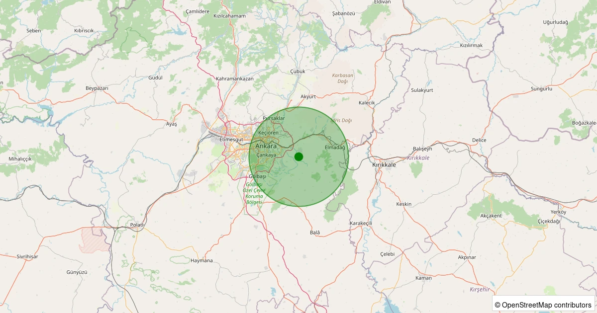 23 Ekim 2025 saat 17:31 - Mamak - 0.90ML depreminin harita gösterimi