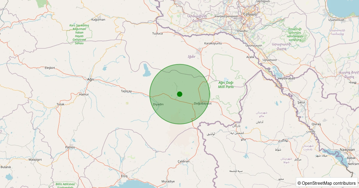 23 Ekim 2025 saat 18:24 - Doğubayazıt - Subeşiği Köyü - 1.30ML depreminin harita gösterimi