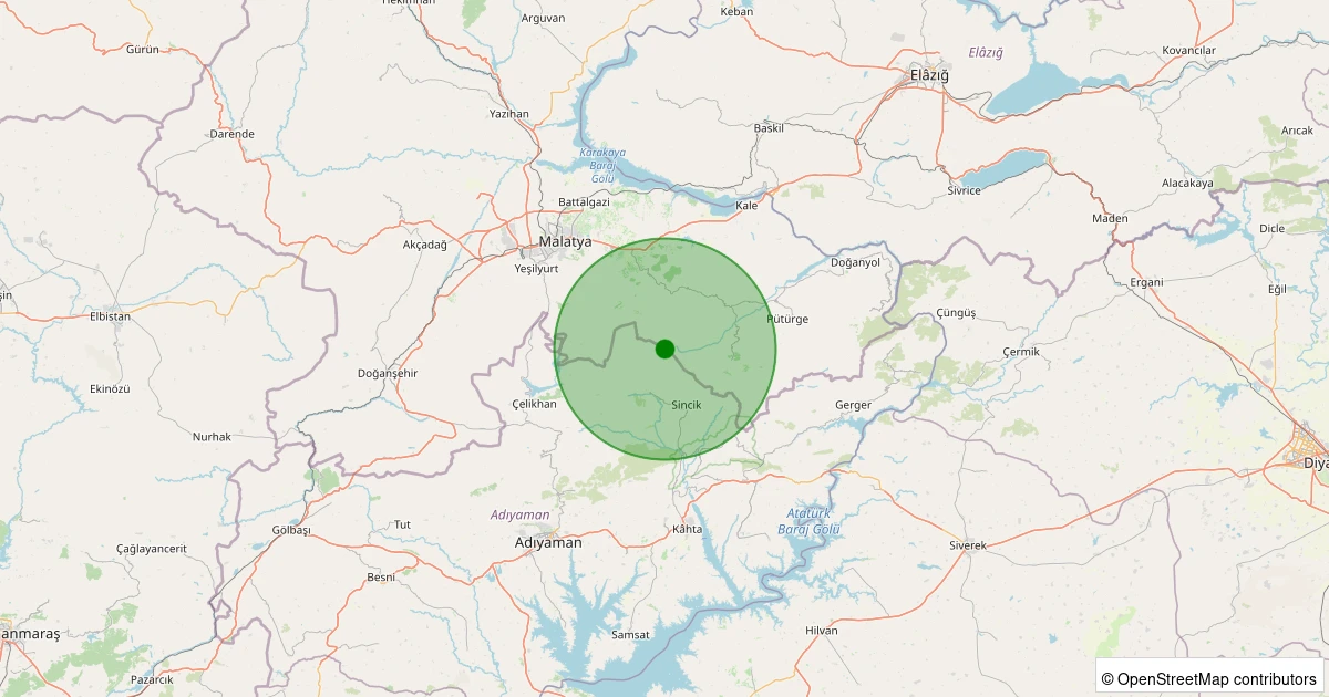 23 Ekim 2025 saat 23:27 - Sincik - Arıkonak Köyü - 1.10ml depreminin harita gösterimi