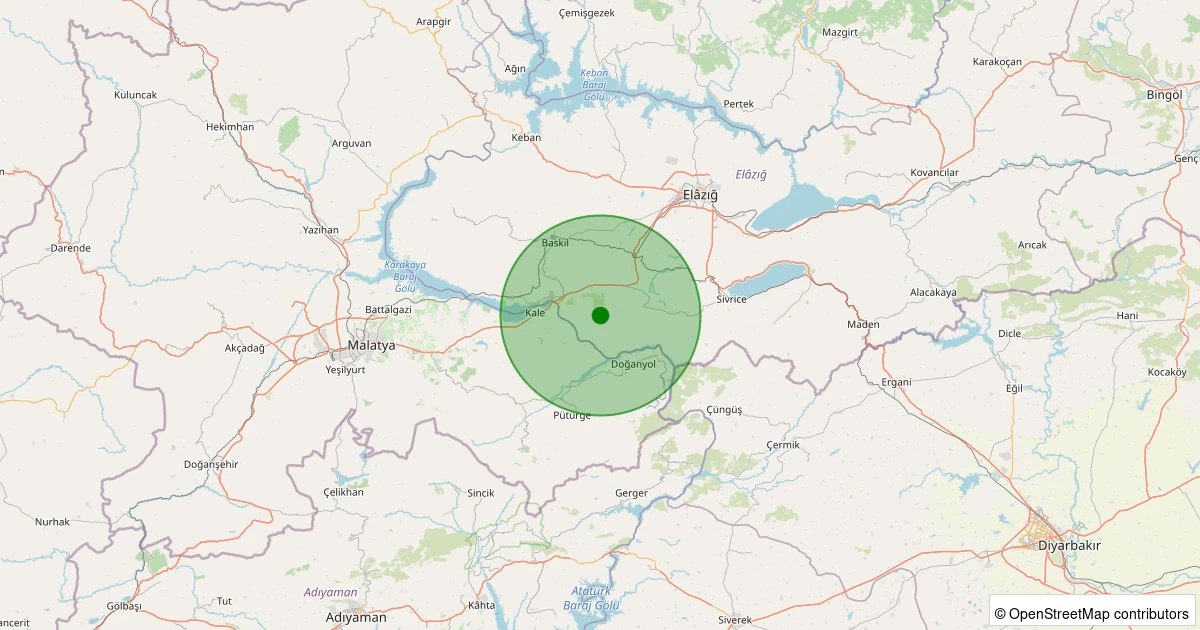 23 Ekim 2025 saat 23:55 - Baskil - Sarıtaş Köyü - 2.30ml depreminin harita gösterimi