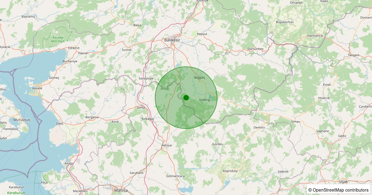 24 Ekim 2025 saat 00:03 - Sındırgı - Karakaya - 1.00ml depreminin harita gösterimi