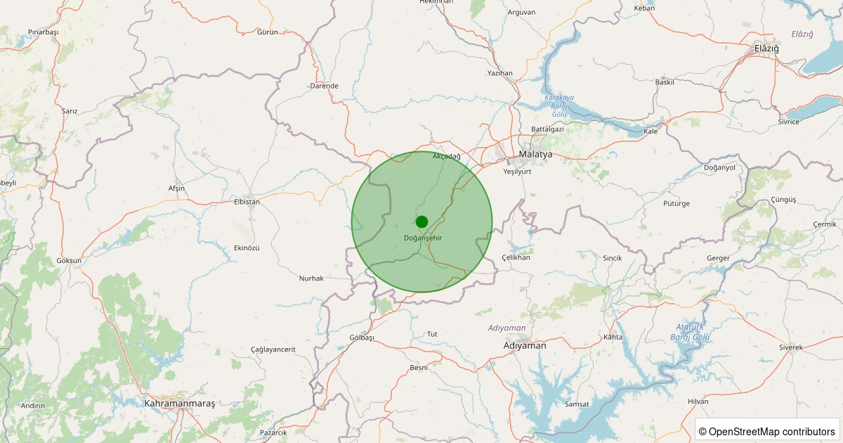 24 Ekim 2025 saat 00:05 - Doğanşehir - Yolkoru - 1.10ml depreminin harita gösterimi