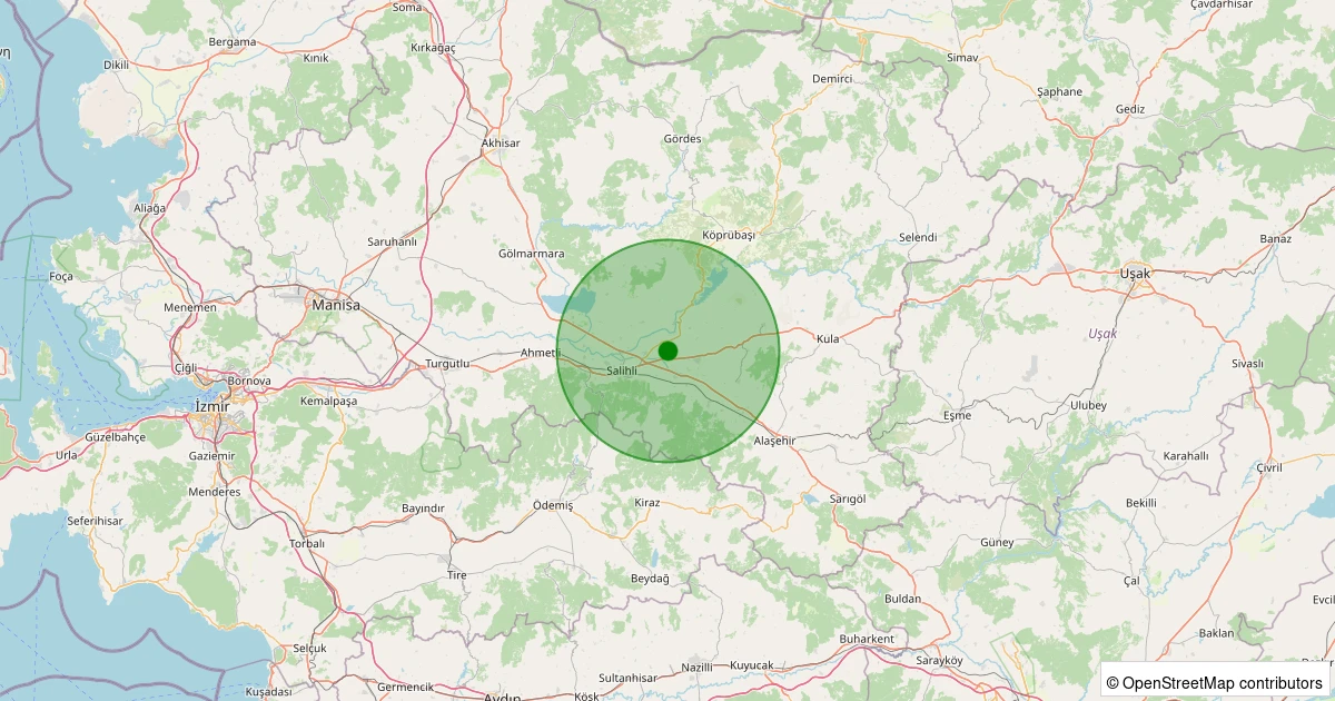 24 Ekim 2025 saat 01:47 - Salihli - Durasıllı - 0.90ML depreminin harita gösterimi