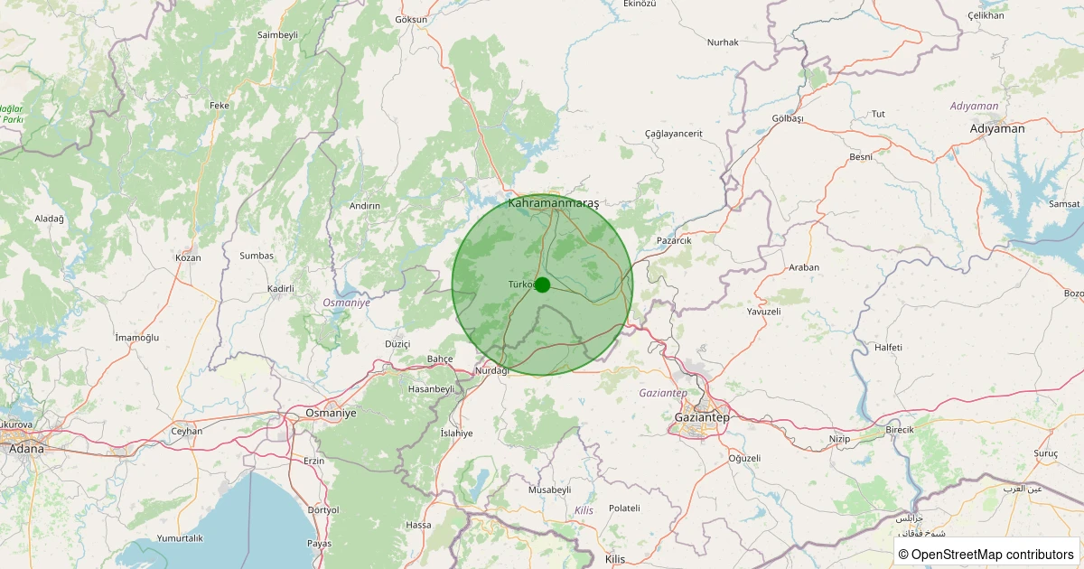 24 Ekim 2025 saat 01:45 - Türkoğlu - 2.20ML depreminin harita gösterimi