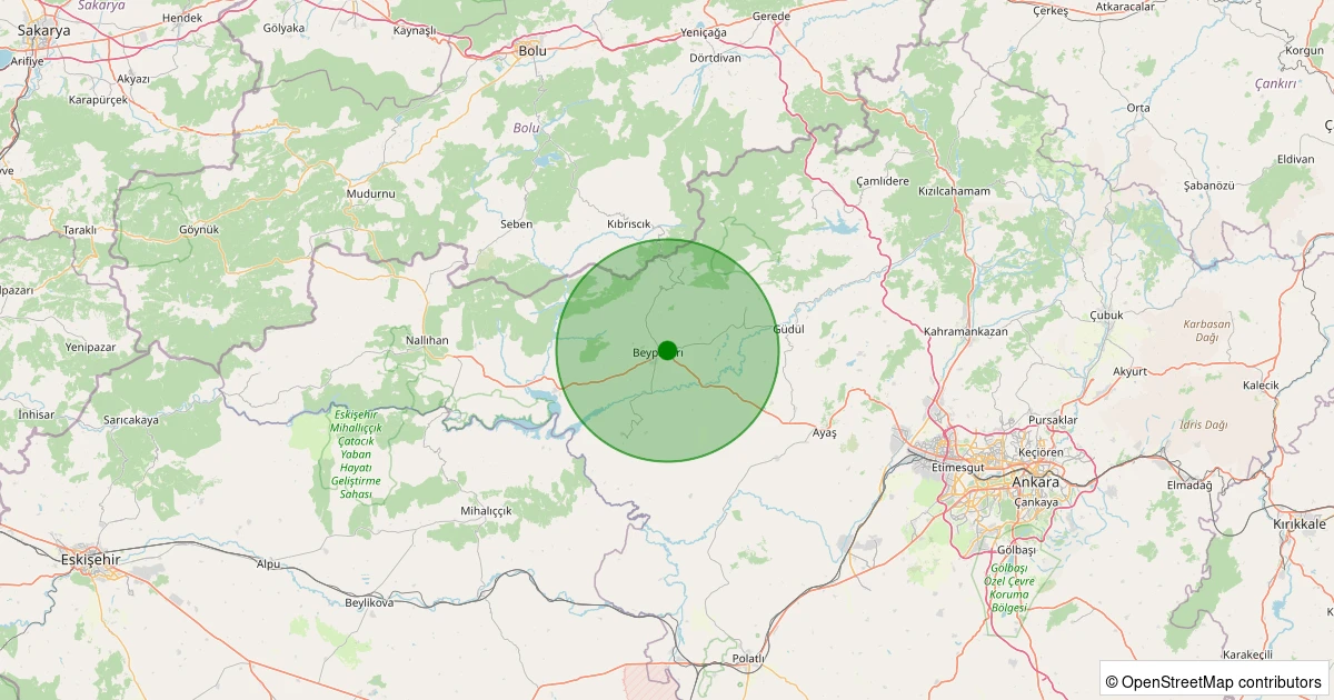 24 Ekim 2025 saat 04:08 - Beypazarı - Ayvaşık - 0.70ML depreminin harita gösterimi
