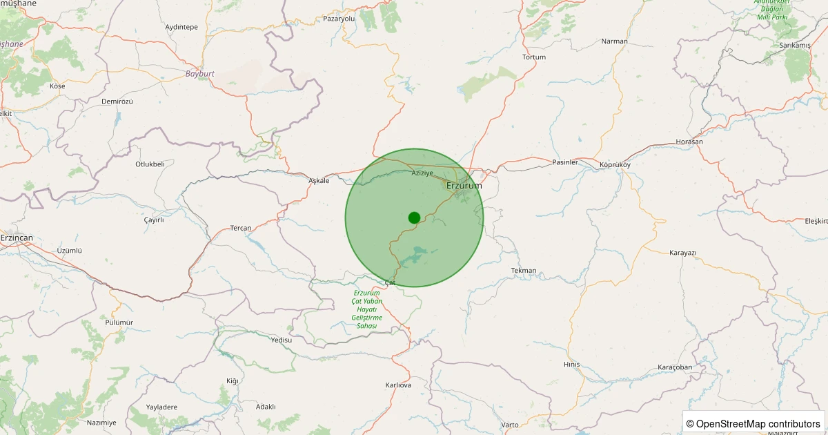 24 Ekim 2025 saat 06:07 - Palandöken - Kümbet - 3.50ML depreminin harita gösterimi
