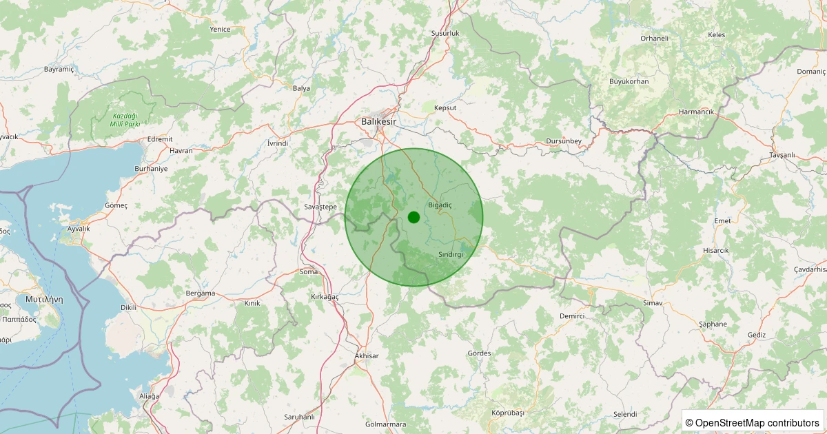 24 Ekim 2025 saat 06:13 - Sındırgı - Eşmedere - 1.60ml depreminin harita gösterimi