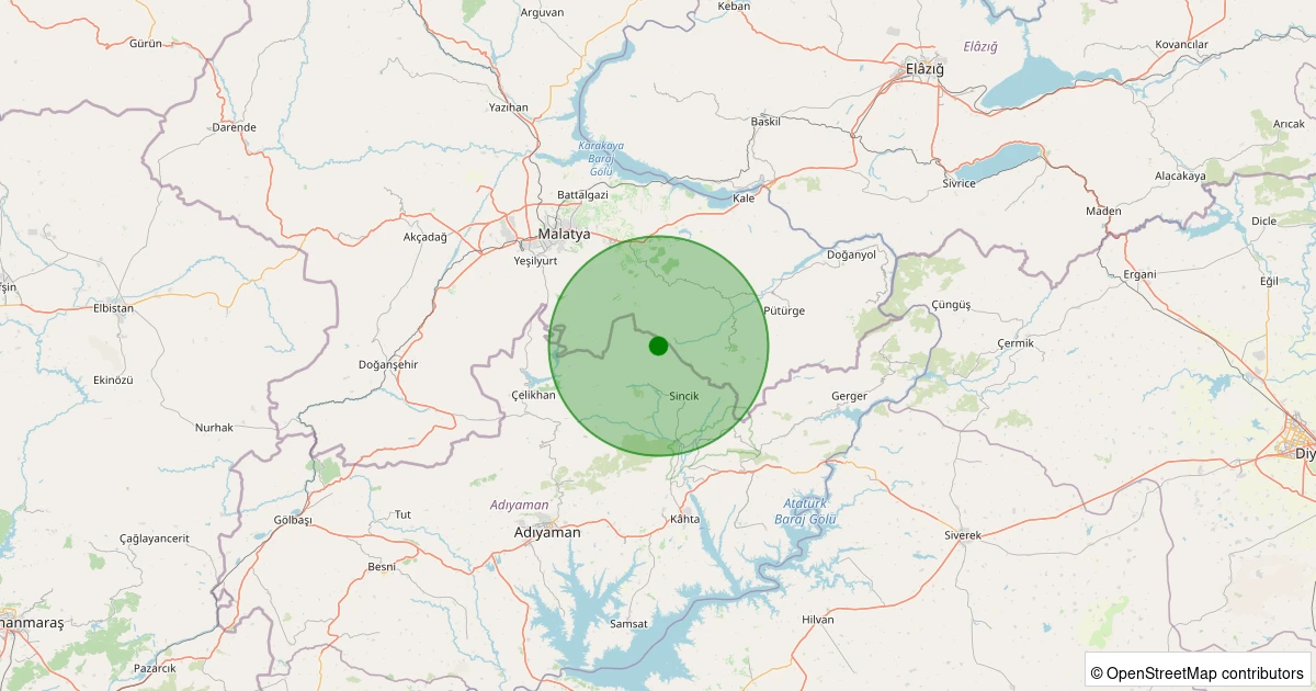 24 Ekim 2025 saat 06:28 - Sincik - Arıkonak Köyü - 1.80ml depreminin harita gösterimi