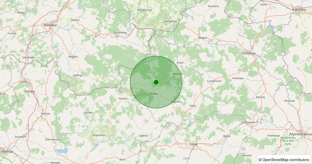 05 Ekim 2025 saat 20:51 - Simav - 1.10ML depreminin harita gösterimi