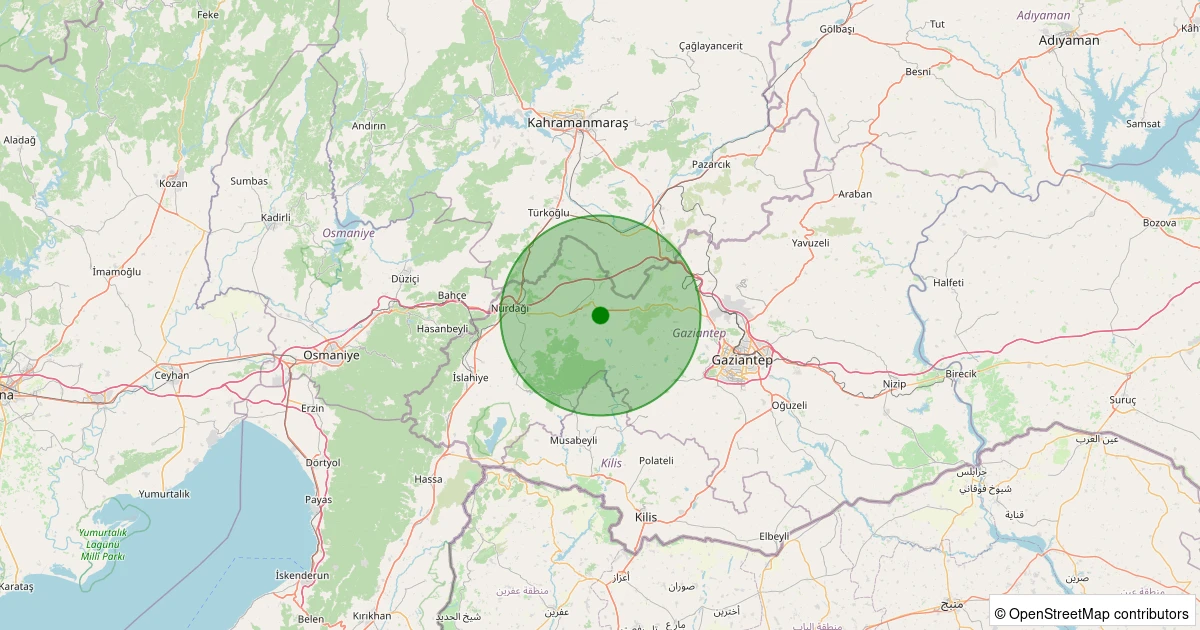 24 Ekim 2025 saat 09:05 - Şehitkamil - Atalar - 1.80ml depreminin harita gösterimi