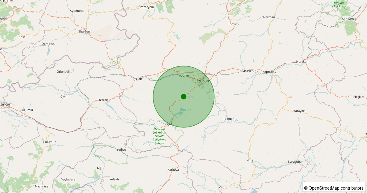 24 Ekim 2025 saat 09:30 - Palandöken - Taşlıgüney - 2.40ML depreminin harita gösterimi