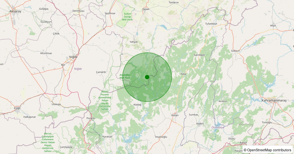 24 Ekim 2025 saat 11:01 - Yahyalı - Balcı Çakırı - 1.40ml depreminin harita gösterimi