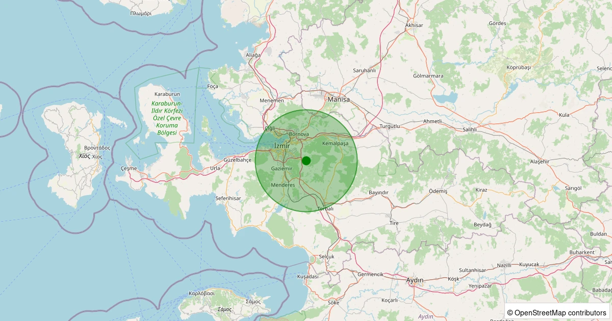 24 Ekim 2025 saat 11:07 - Buca - 29 Ekim - 0.80ML depreminin harita gösterimi