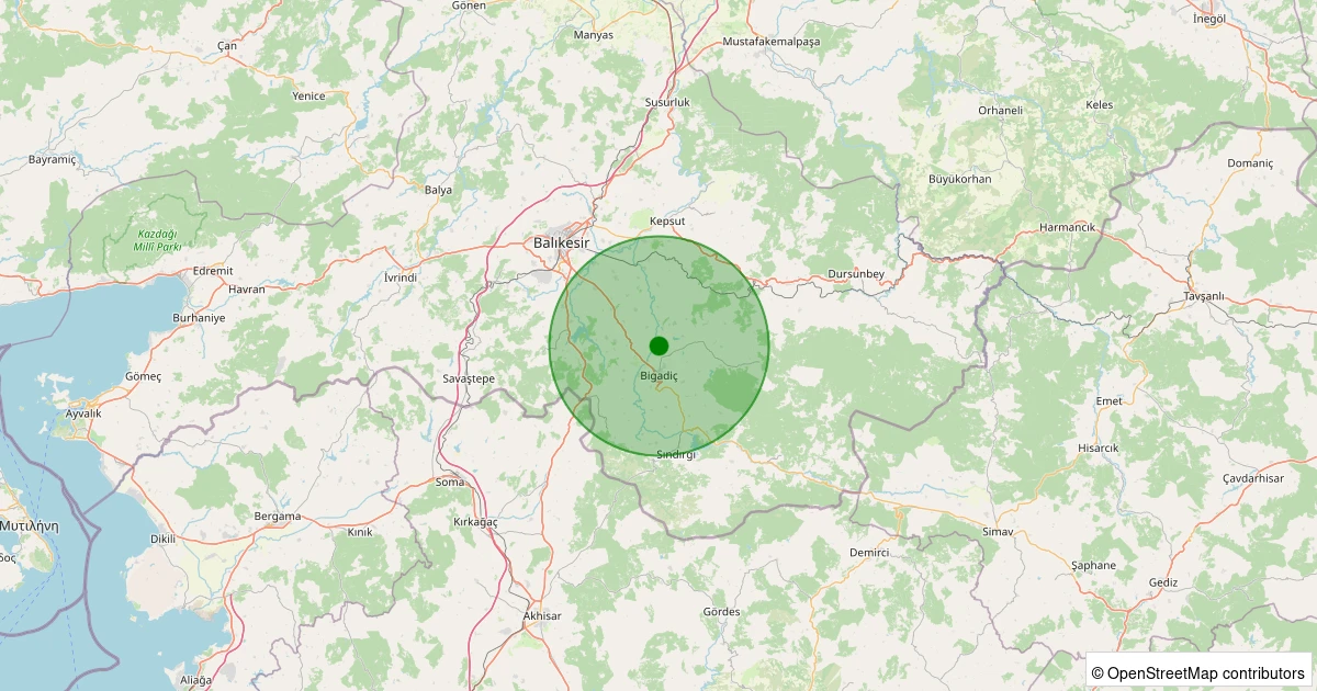 24 Ekim 2025 saat 12:47 - Bigadiç - Işıklar - 1.60ml depreminin harita gösterimi