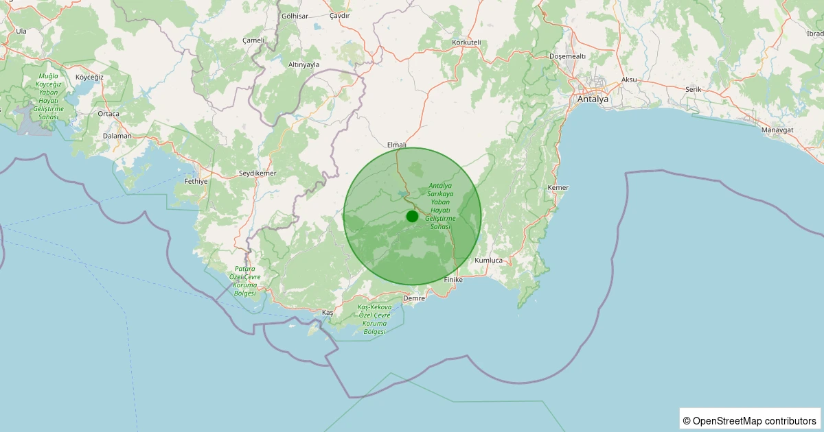 24 Ekim 2025 saat 13:04 - Finike - Yeşilköy Köyü - 2.40ml depreminin harita gösterimi