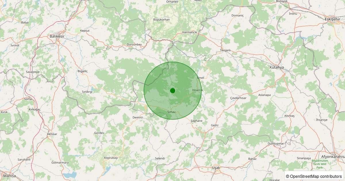 05 Ekim 2025 saat 23:37 - Simav - 1.00ML depreminin harita gösterimi