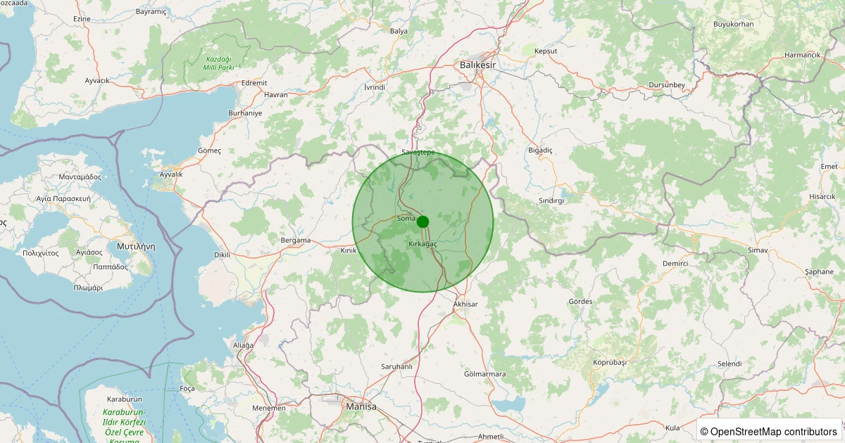 24 Ekim 2025 saat 13:02 - Soma - Çavdır - 1.40ml depreminin harita gösterimi