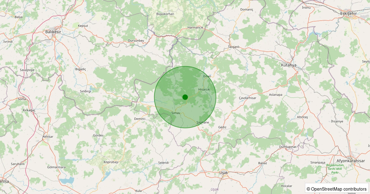 24 Ekim 2025 saat 13:44 - Simav - Eğirler Köyü - 1.70ml depreminin harita gösterimi