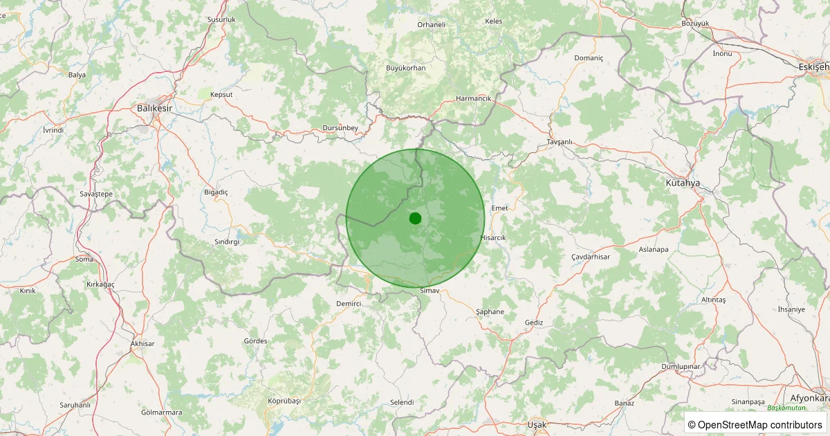 05 Ekim 2025 saat 23:31 - Simav - 0.90ML depreminin harita gösterimi