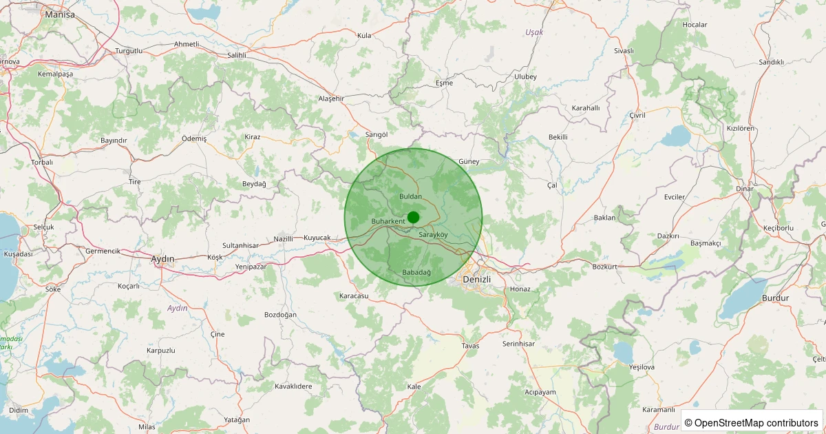 24 Ekim 2025 saat 16:18 - Buldan - Bostanyeri - 2.50ml depreminin harita gösterimi