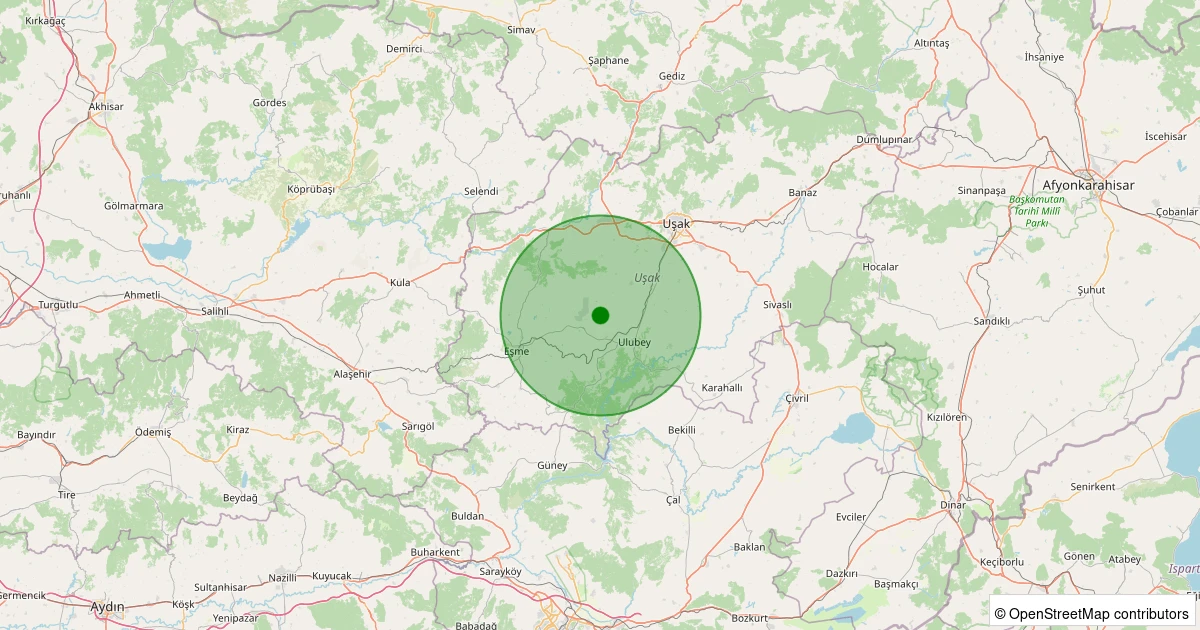 24 Ekim 2025 saat 17:21 - Ulubey - Kışla Köyü - 1.60ml depreminin harita gösterimi