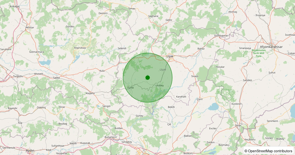 24 Ekim 2025 saat 17:26 - Eşme - Katrancılar Köyü - 0.60ML depreminin harita gösterimi
