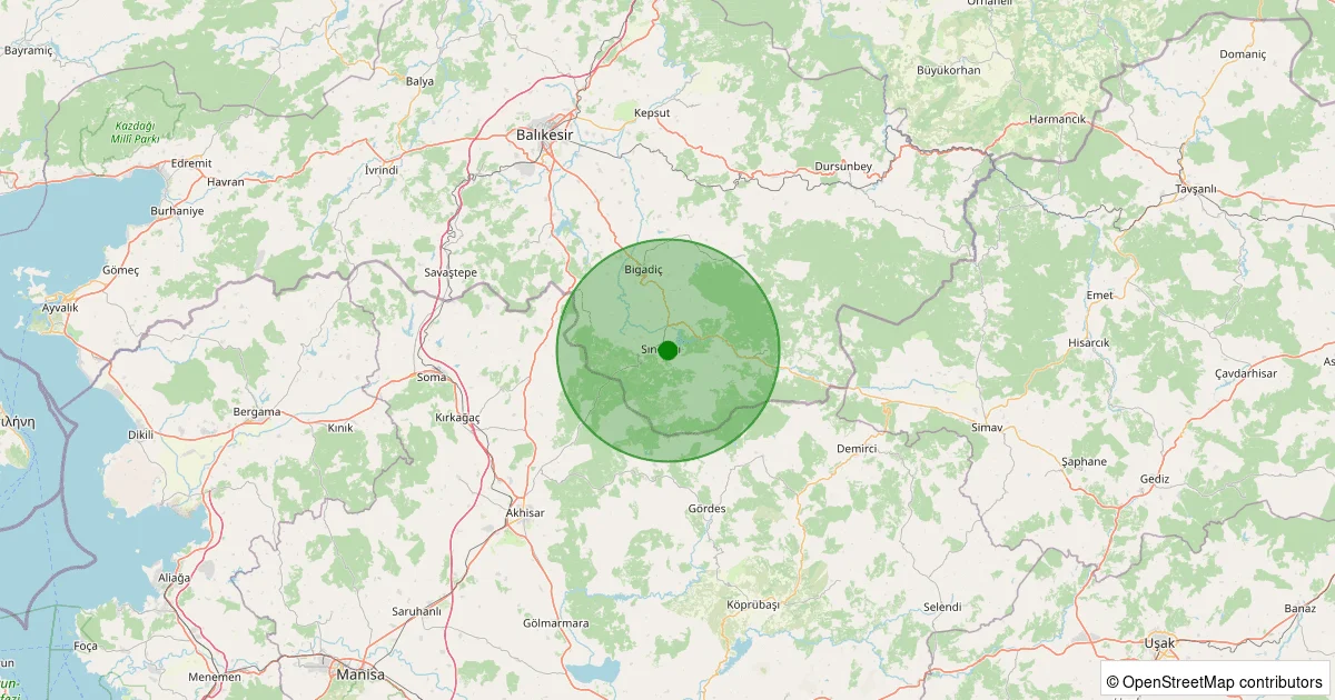 06 Ekim 2025 saat 00:02 - Sındırgı - 2.30ML depreminin harita gösterimi