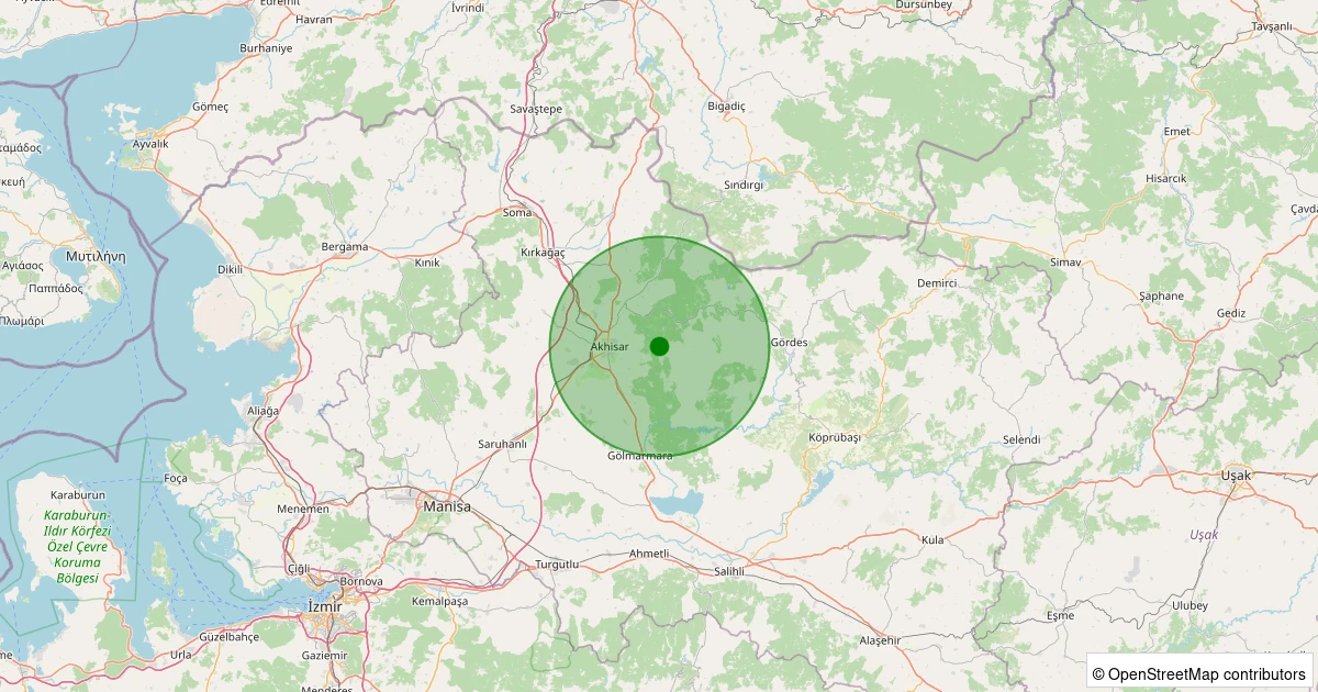 24 Ekim 2025 saat 17:32 - Akhisar - Durasıl Köyü - 1.60ml depreminin harita gösterimi
