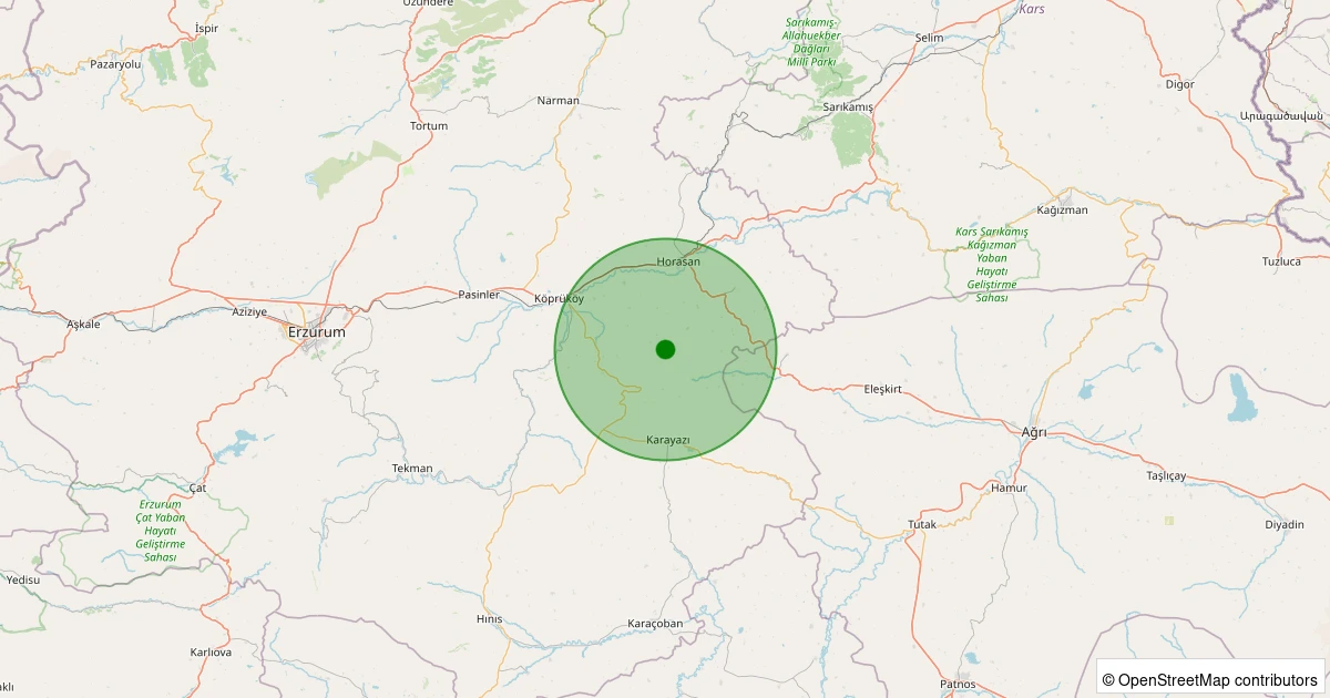 24 Ekim 2025 saat 21:49 - Horasan - Kepenek - 1.90ML depreminin harita gösterimi