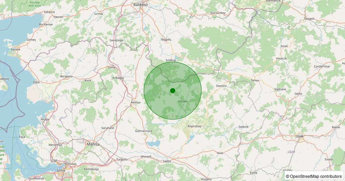 25 Ekim 2025 saat 00:18 - Gördes - Kabakoz - 1.10ML depreminin harita gösterimi