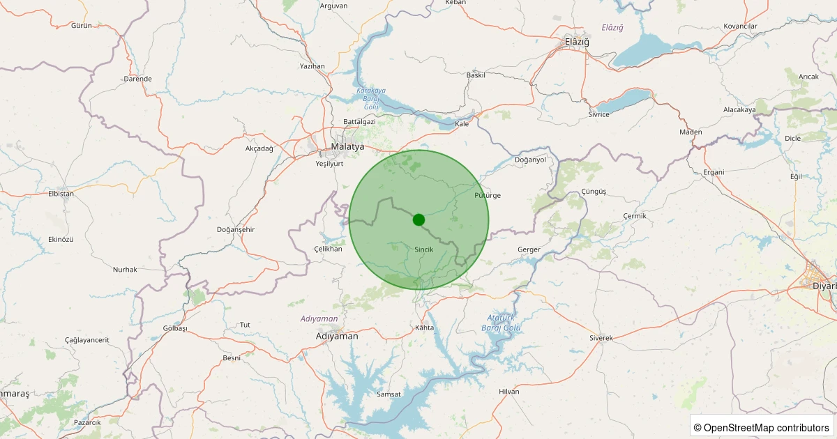 25 Ekim 2025 saat 01:48 - Sincik - Arıkonak Köyü - 0.90ml depreminin harita gösterimi