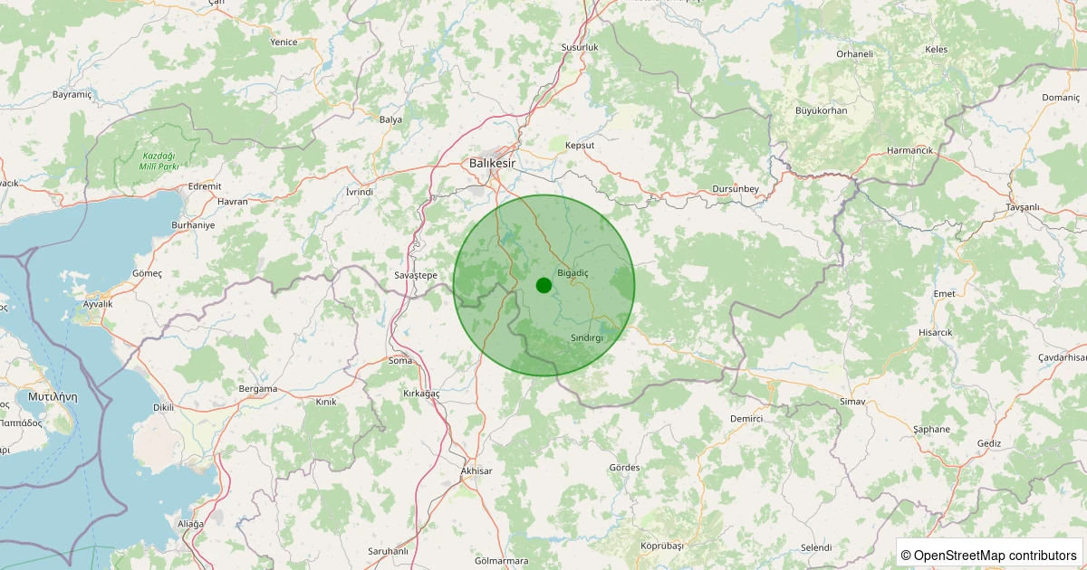 25 Ekim 2025 saat 05:45 - Bigadiç - Çekirdekli - 2.40ml depreminin harita gösterimi