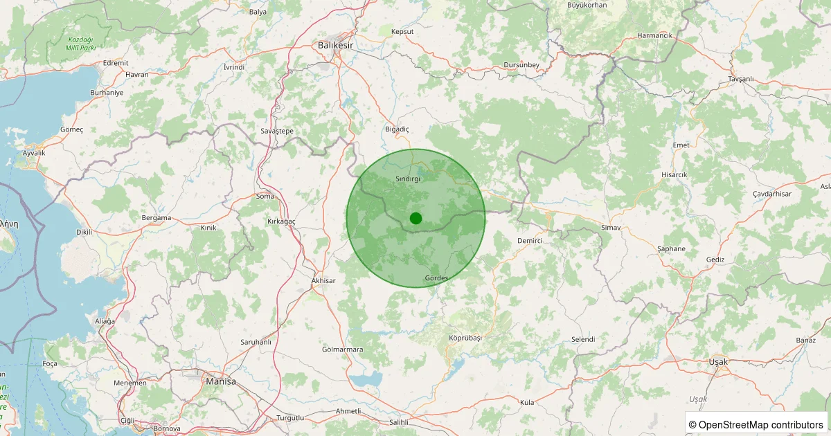 06 Ekim 2025 saat 02:46 - Sındırgı - 1.60ML depreminin harita gösterimi