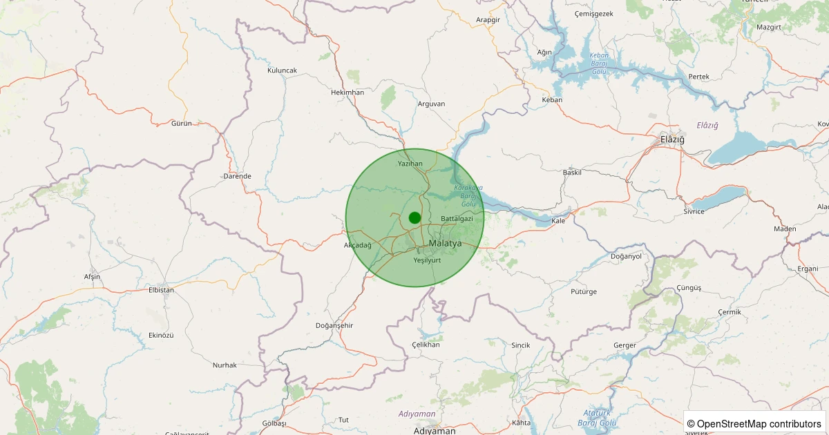 25 Ekim 2025 saat 02:33 - Yeşilyurt - Şahnahan - 0.80ml depreminin harita gösterimi