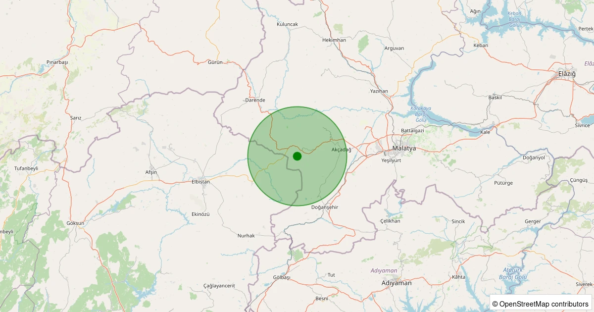 24 Ekim 2025 saat 14:29 - Akçadağ - Harunuşağı - 1.80ml depreminin harita gösterimi