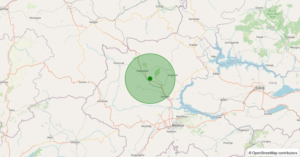 06 Ekim 2025 saat 02:00 - Hekimhan - 1.60ML depreminin harita gösterimi