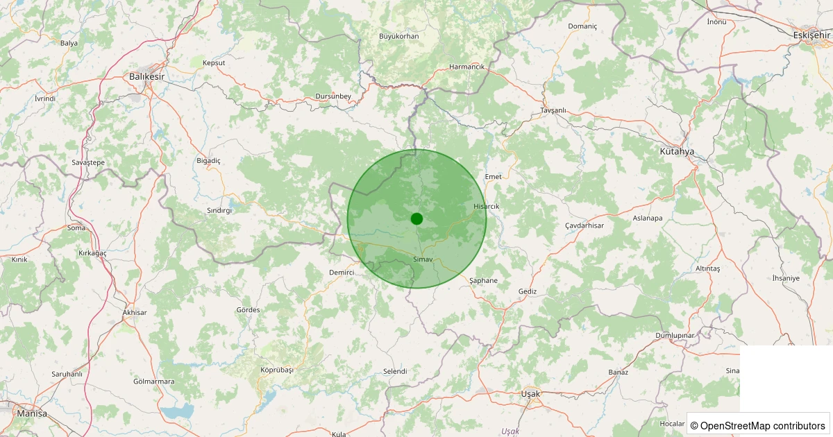 23 Ekim 2025 saat 10:08 - Simav - Hamzabey - 0.90ml depreminin harita gösterimi