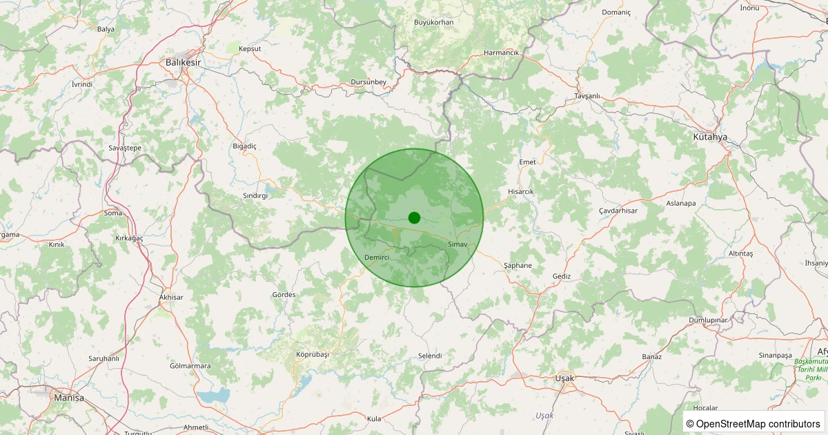 22 Ekim 2025 saat 07:54 - Simav - Bahtıllı Köyü - 1.10ml depreminin harita gösterimi