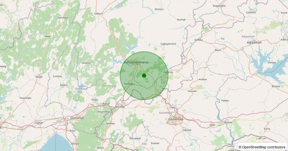 25 Ekim 2025 saat 09:47 - Dulkadiroğlu - Kapıçam - 1.80ml depreminin harita gösterimi