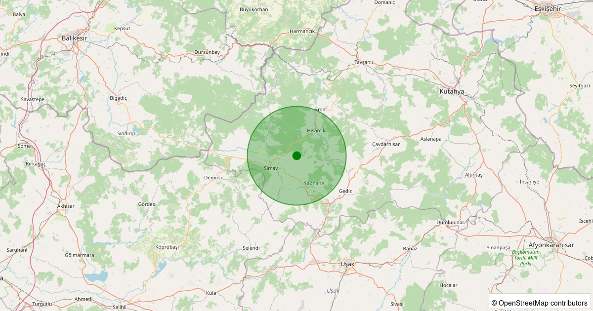 25 Ekim 2025 saat 11:02 - Simav - Söğüt Köyü - 0.80ml depreminin harita gösterimi