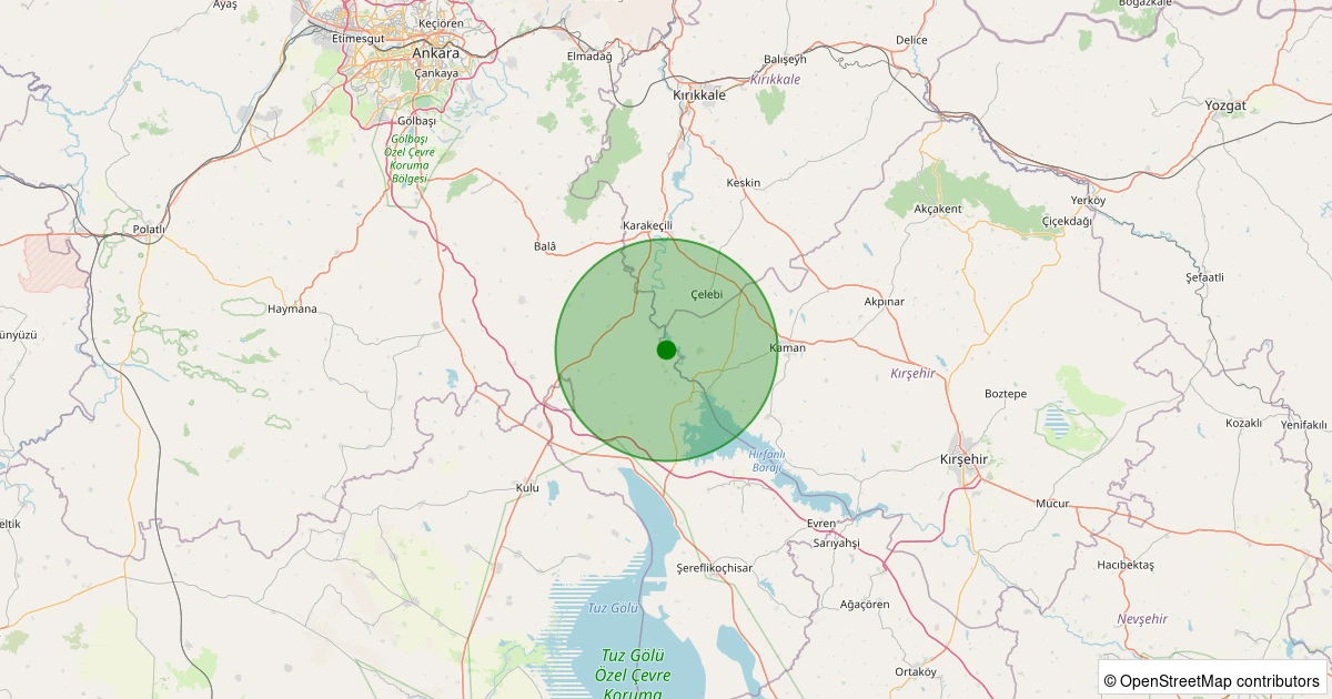 25 Ekim 2025 saat 12:16 - Bala - Tepeköy - 1.30ml depreminin harita gösterimi