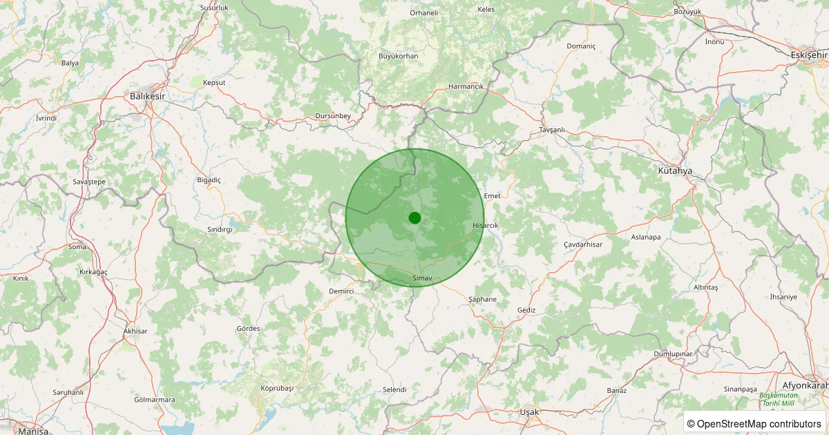06 Ekim 2025 saat 05:09 - Simav - 0.90ML depreminin harita gösterimi