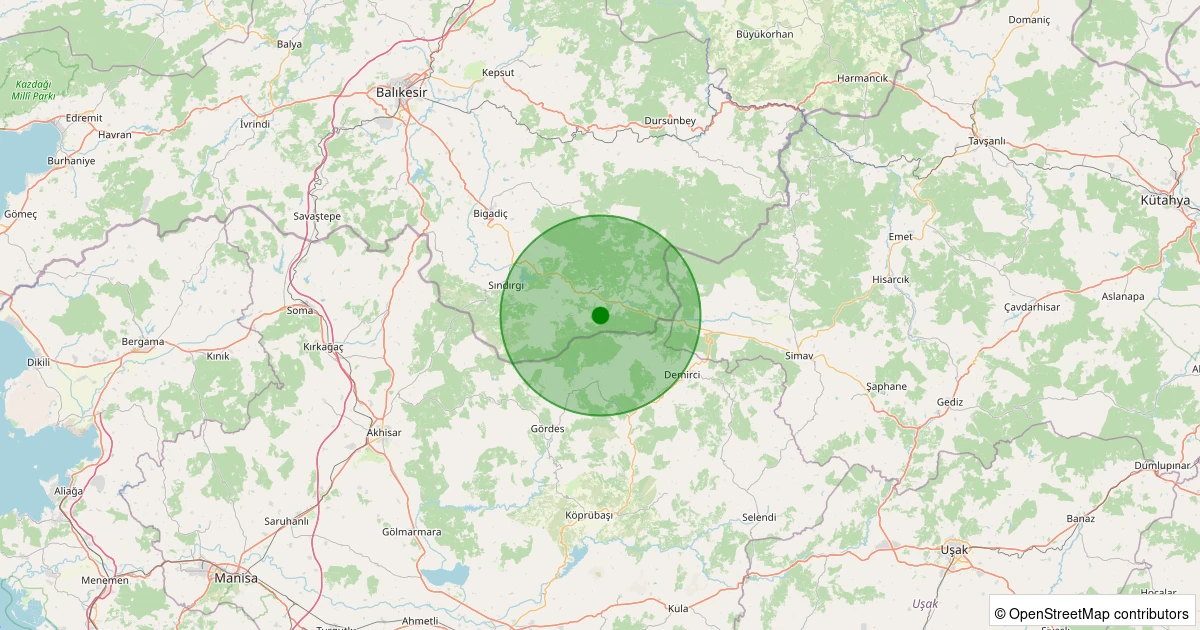25 Ekim 2025 saat 16:07 - Sındırgı - Şapcı - 1.70ml depreminin harita gösterimi