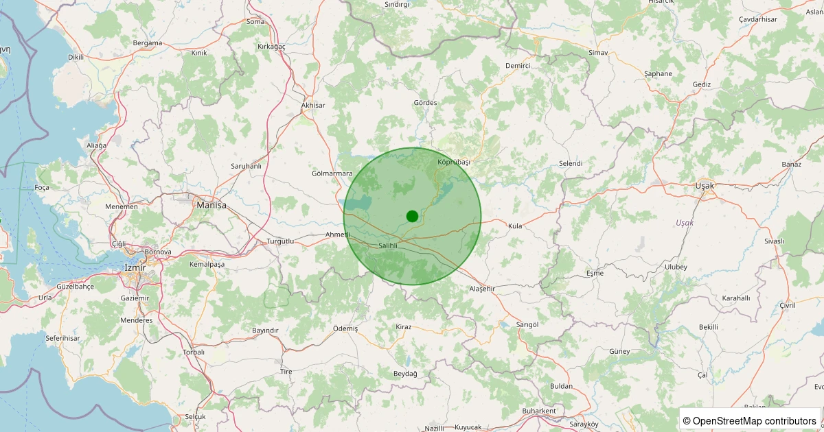 25 Ekim 2025 saat 16:17 - Salihli - Çapaklı - 1.60ml depreminin harita gösterimi