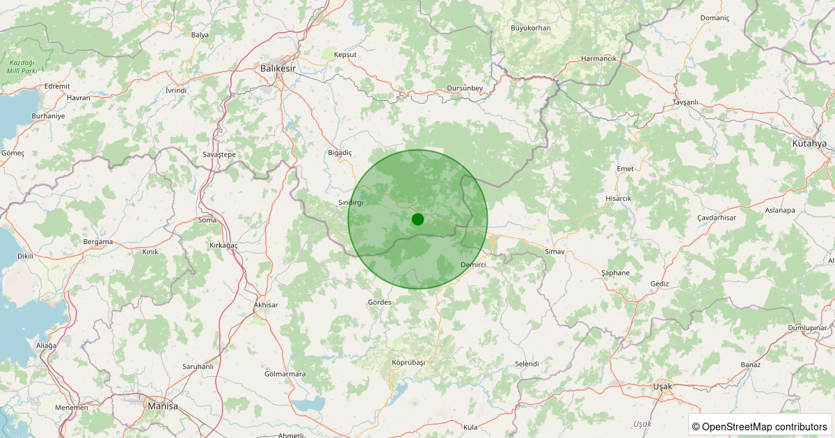 25 Ekim 2025 saat 18:03 - Sındırgı - Şapcı - 0.90ML depreminin harita gösterimi