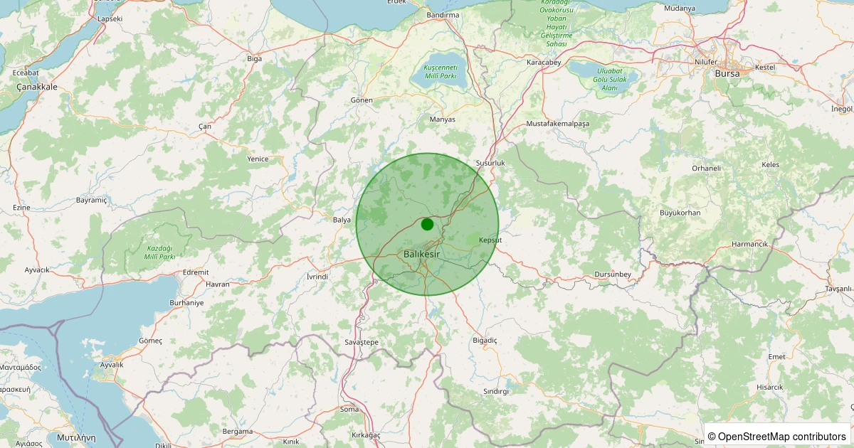 25 Ekim 2025 saat 20:59 - Karesi - Ziyaretli - 1.30ml depreminin harita gösterimi