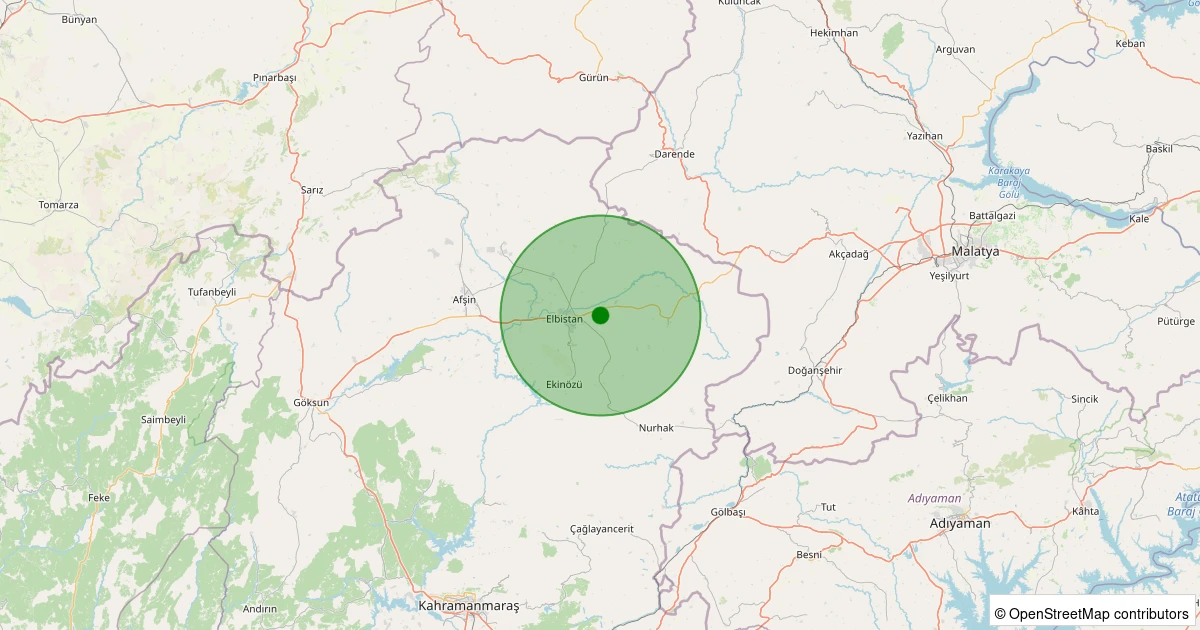 26 Ekim 2025 saat 00:55 - Elbistan - Anbarcık Köyü - 1.80ml depreminin harita gösterimi