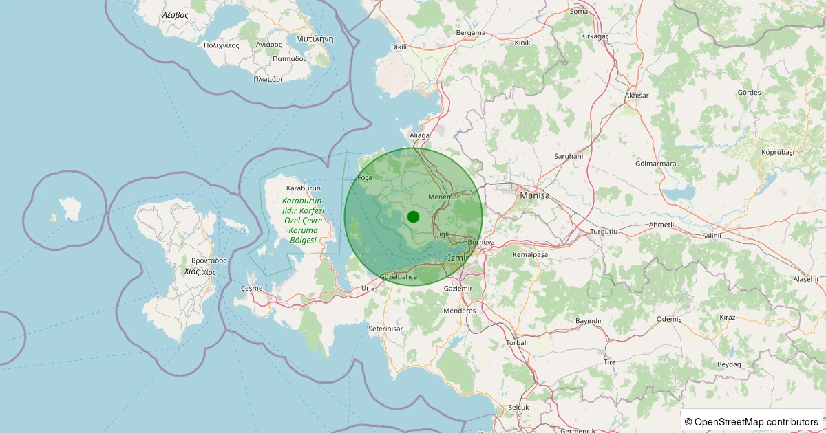 26 Ekim 2025 saat 04:19 - Menemen - Tuzçullu Köyü - 1.20ML depreminin harita gösterimi